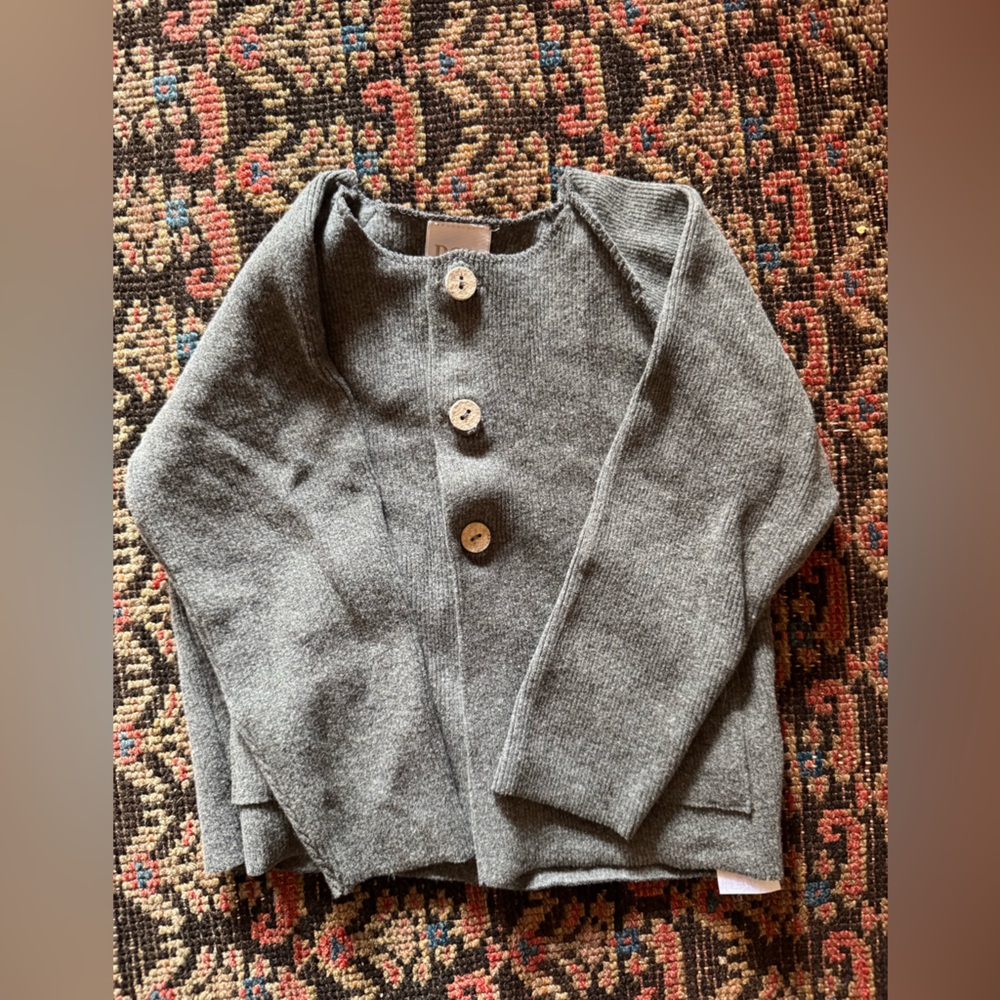 Gray Kids Sweater with Button Detail